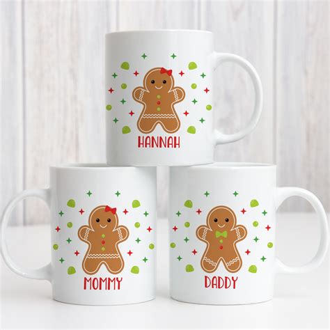 Gingerbread Cookie Personalized Christmas Mugs