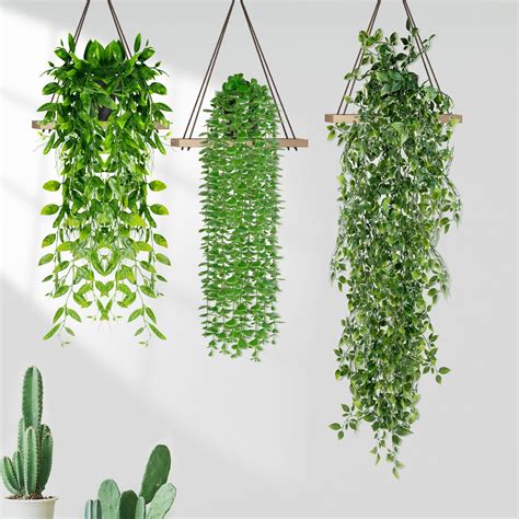 ENCOUN 3PCS Plante Artificielle Tombante Avec Pot Suspendues