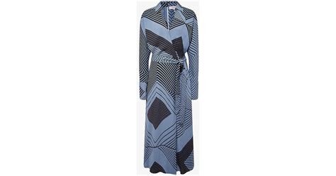 Reiss Talia Geometric Print Woven Midi Dress In Blue Lyst