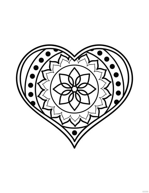 Mandala Heart Coloring Page - Sheet 6 - Download, Print Now!