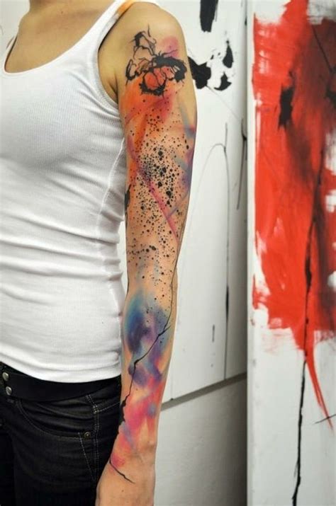 Abstract Watercolor Tattoo Sleeve