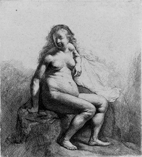 Rembrandt Van Rijn A Naked Woman Seated On A Mound 1631 MutualArt