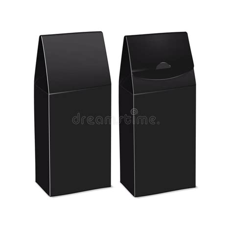 Black Blank Paper Pinch Top Box Isolated On White Front And Back