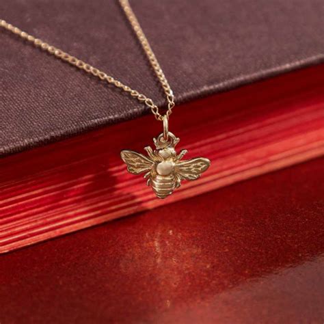 Solid K Gold Bee Charm Necklace Inch