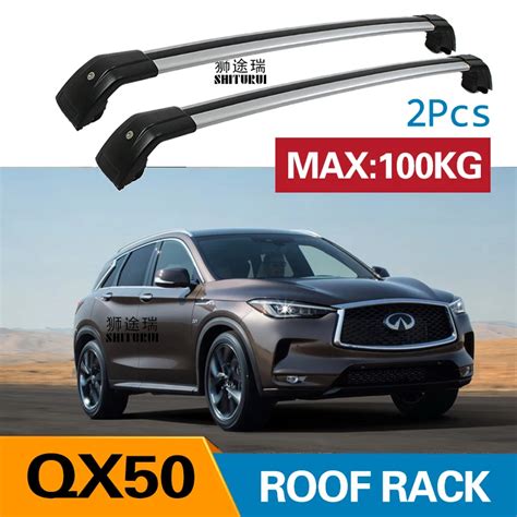 2Pcs Roof Bars For Infinitit QX50 2017 2018 Aluminum Alloy Side Bars