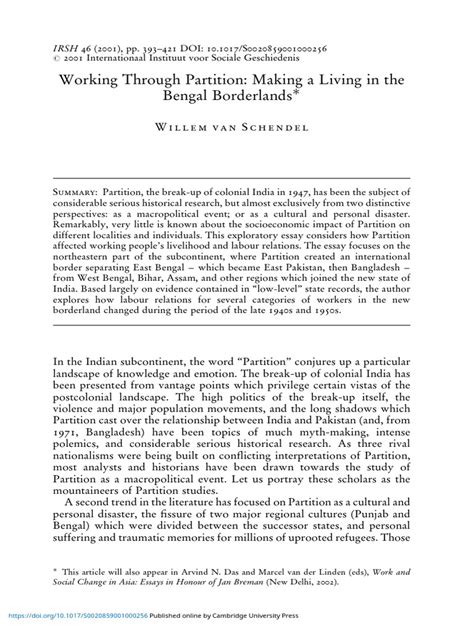 Working Through Partition Making A Living In The Bengal Borderlands