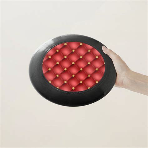 Red And Gold Diamond Tufted Leather Texture Luxury Wham O Frisbee