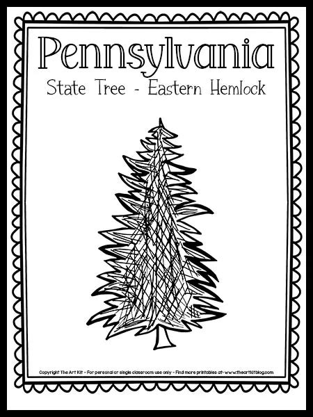 Pennsylvania State Tree Coloring Page (Eastern Hemlock){FREE Printable ...