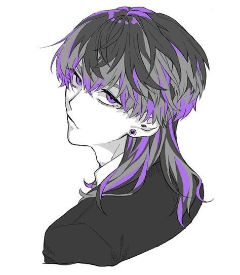 An Anime Character With Long Hair And Purple Streaks On Her Face