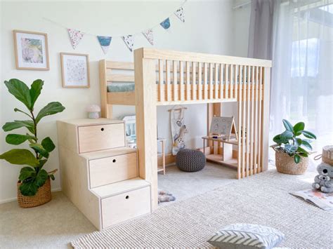 Scandinavia LOW loft bed PINE – Magic of wood PTY LTD