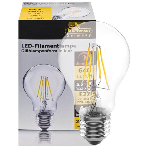 Led Filament Lampe Agl Form Klar E W Lm Ausverkauft