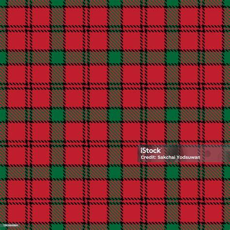 Tartan Plaid Seamless Pattern Black Green Red Line Fabric Texture Background Scottish Cage New