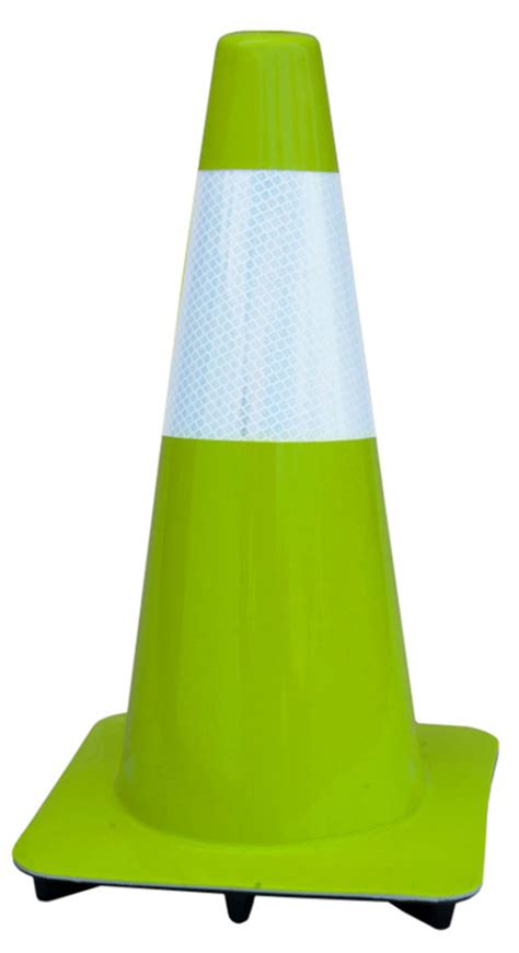 18 Lime Green Traffic Cones W 6 Reflective Collar Made In USA