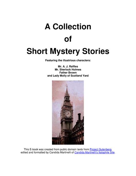 Mystery Short Stories A Collection Of Short Mystery Stories Featuring The Illustrious