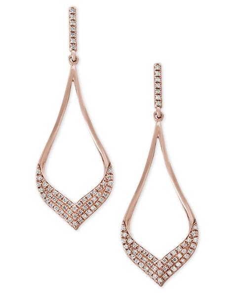 Effy Diamond Drop Earrings 13 Ct Tw In 14k Rose Gold In Metallic