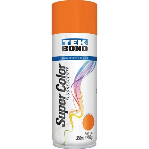 Tinta Spray Laranja Fluorecente Tek Bond Uso Geral 350ML Papelaria