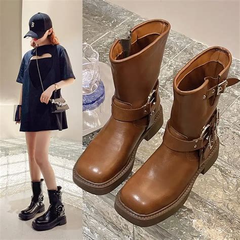 Novos Ankle Boots Mulheres De Couro Macio Botas Grossas Altos Senhoras