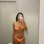 Zaful Padded Plain String Bikini Swimsuit In Dark Orange Zaful