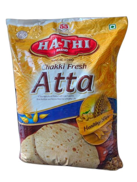 Printed Glossy Hathi Chakki Fresh Atta Packaging Size 10 Kg