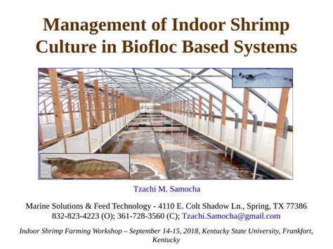 Pdf Management Of Indoor Shrimp Culture In Biofloc Based Systems