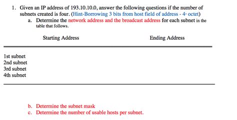 Solved Given An Ip Address Of Answer The Chegg