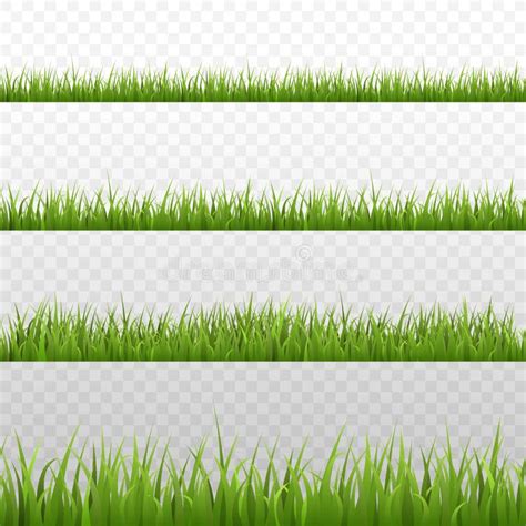 Grass Horizontal Seamless Border Edges Realistic Vector Illustration