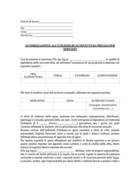Autorizzazione trasferte dipendente scaricabile e compilabile gratis