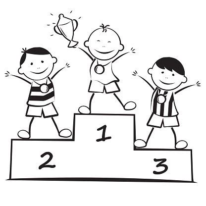 Winners On The Podium Coloring Book Stock Clipart Royalty Free