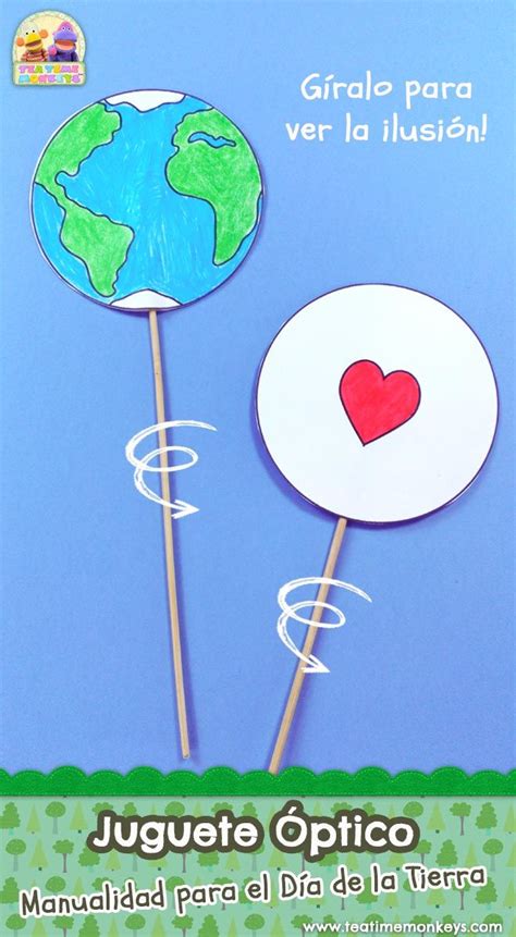 An Earth Day Optical Toy With A Heart On It And The Words Spin It To