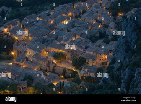 Rooftops Of Moustiers Sainte Marie At Night Alpes De Haute Provence