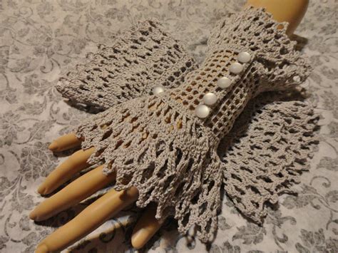 Gray Victorian Steampunk Crochet Lace Wrist Cuffs Crochet Fingerless