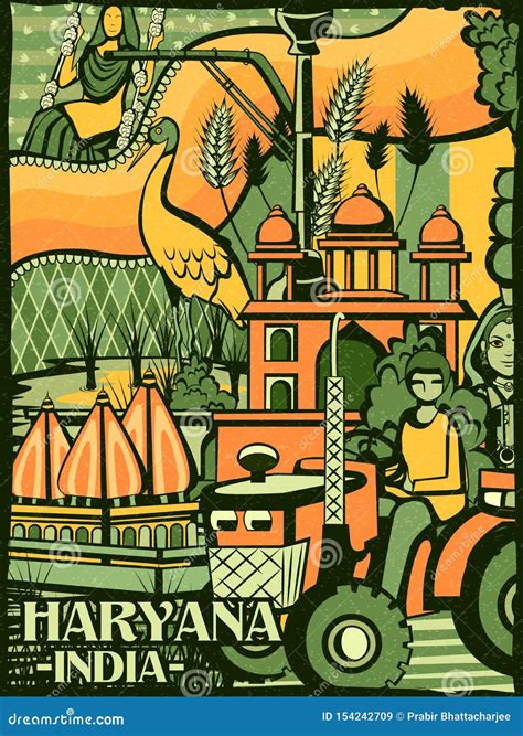 Colorful Cultural Display of State Haryana in India Stock Vector - Illustration of lifestyle ...