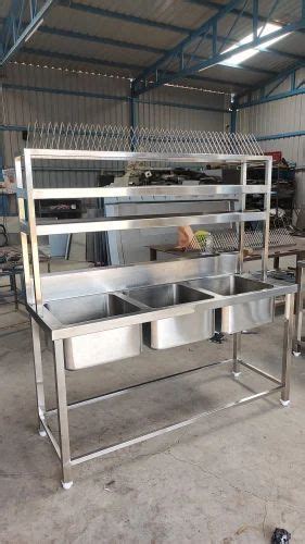 Silver Stainless Steel Three Sink Washing Unit At ₹ 25000 In Coimbatore