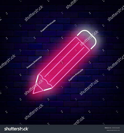 Pencil Neon Icon Stationery Store Logotype Stock Vector Royalty Free