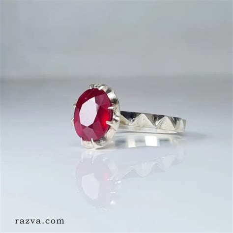 Bague Rubis Rouge Femme Argent Monture Fait Main Razva