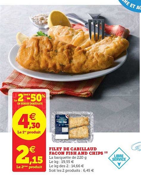 Promo Filet De Cabillaud Façon Fish And Chips Le 2e à 50 chez U