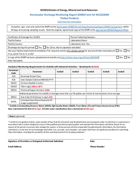 Fillable Online Discharge Monitoring Report DMR Instructions Fax