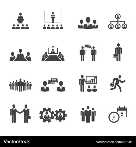 Business People Meetings And Conferences Icons Vector Image