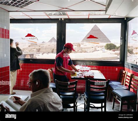 Scene From Inside A Pizza Hut Restaurant In Cairo With A Breathtaking