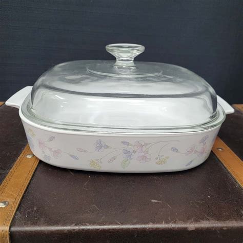 Vintage Corning Ware Pastel Bouquet L X Casserole Dish A B