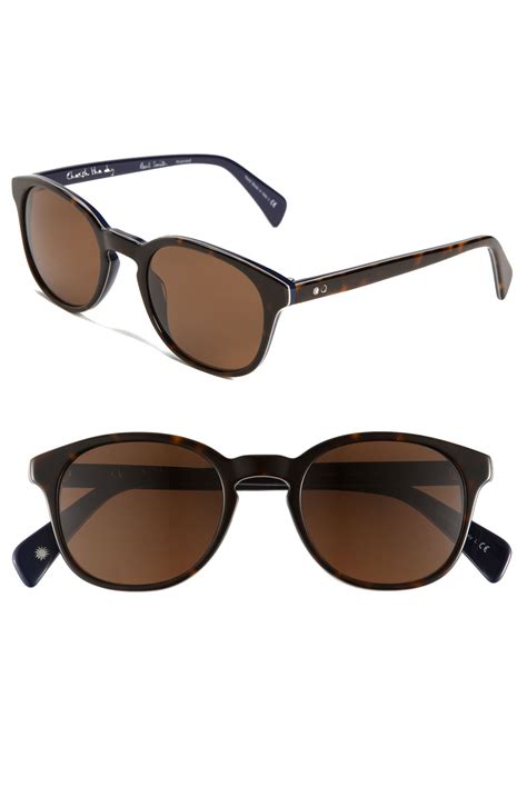 Paul Smith Round Polarized Sunglasses In Brown Oak Midnight Blue