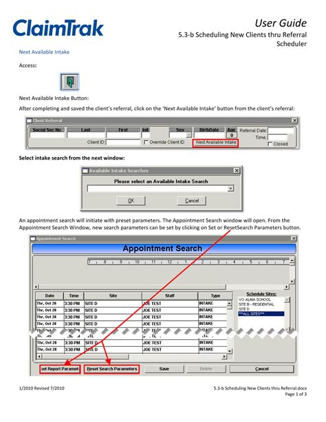 ClaimTrak 5 3 B Scheduling New Clients Thru Referral Page 2