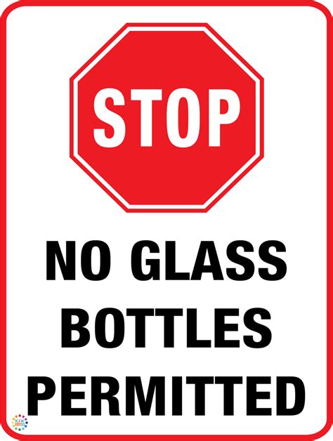 Stop No Glass Bottles Permitted Sign K2k Signs Australia