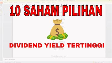 10 Saham Dividend Yield Tertinggi Saham Pilihan Tahun 2022 Saham