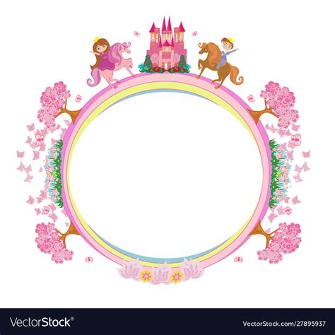 Beautiful Prince And Princess Frame Royalty Free Vector