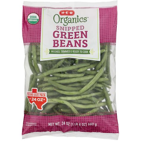 H E B Organics Fresh Snipped Green Beans Texas Size Pack Shop Beans