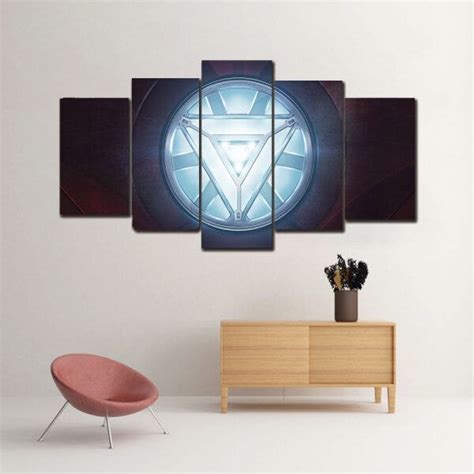 Quadro Reator Arc de Tony Stark Homem de Ferro 5 Peças em Canvas