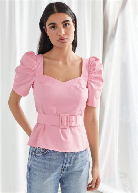 Puff Sleeve Peplum Top Peplum Top Tops Fashion