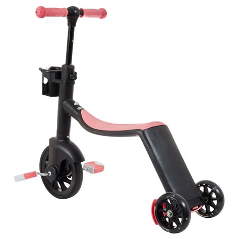 Самокат-велобег Scooter 3в1, с педалями, розовый PrintsPersii-3977 в ...