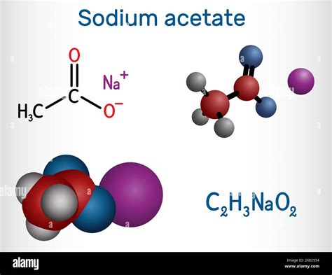 Sodium acetate molecule. It is food additive E262. Structural chemical ...